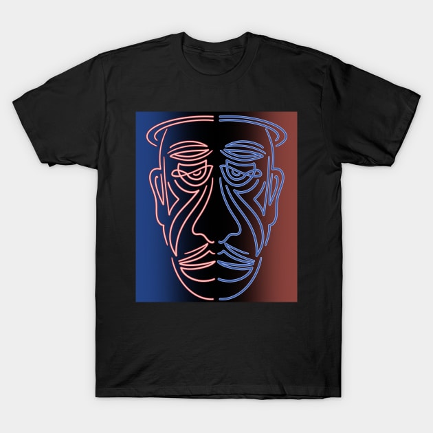 Sad man’s face line drawing in light and shadows T-Shirt by DaveDanchuk